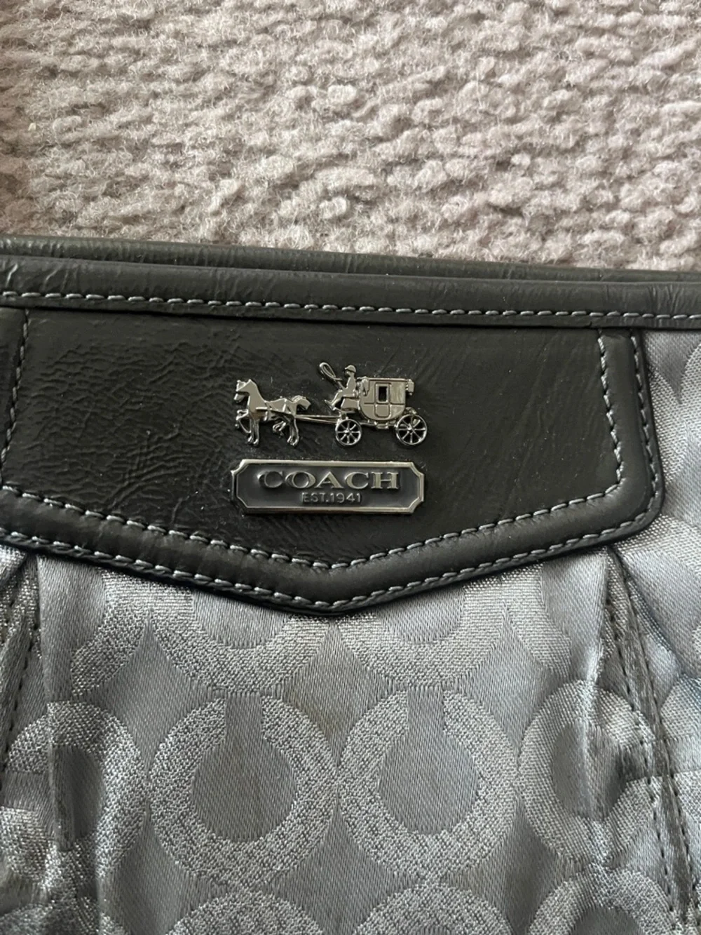 Coach Silver Signature Wristlet Clutch